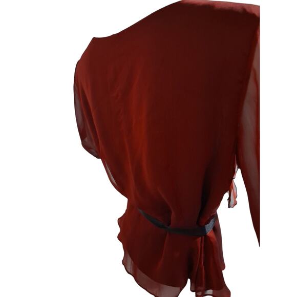 Y2K Whimsigoth Fairycore Witchy Women's size 4 Chiffon Ruffle Vampire Sheer Top - Picture 6 of 16